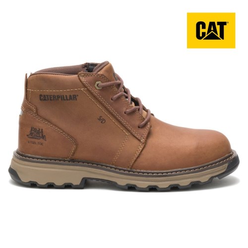 CAT Parker Steel Toe Men's Work Boots Dark Beige (AU Y-357) Australia